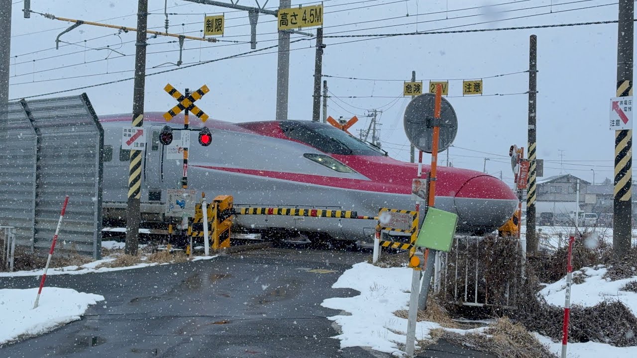 秋田新幹線踏切通過(大釜駅発着)