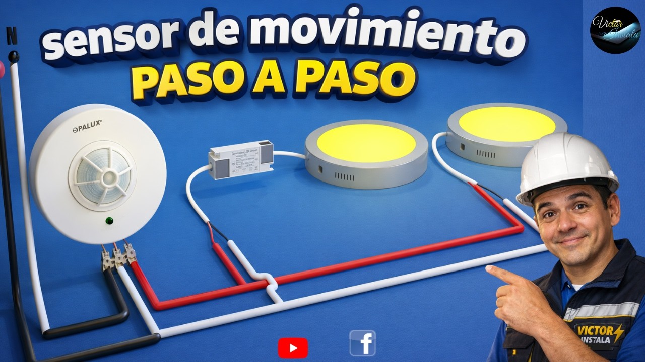 Cómo instalar un SENSOR DE MOVIMIENTO paso a paso ⚡ #sensorPIR#tutorial #viralshort