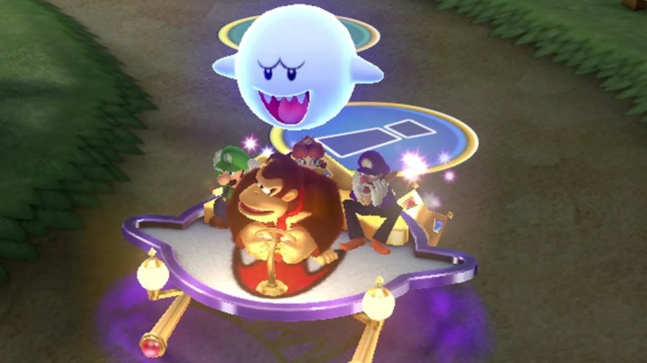 Mario Party 10 - Waluigi vs Daisy vs Luigi vs Donkey Kong - Haunted Trails