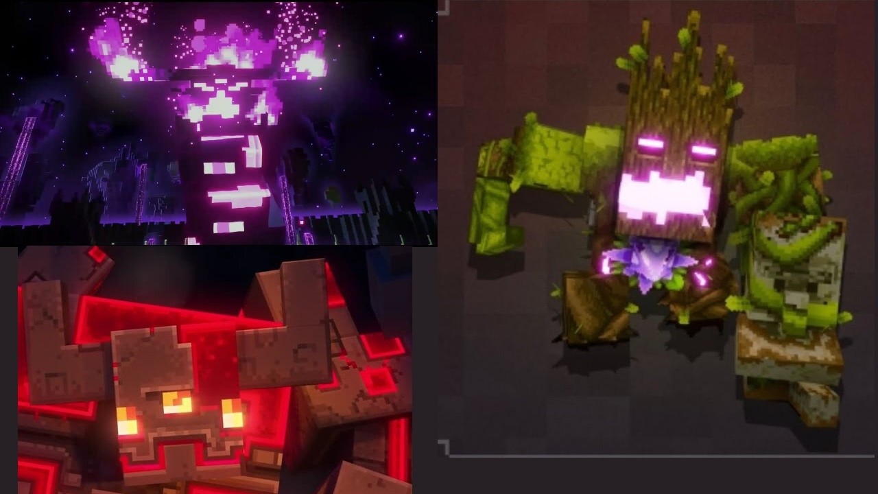 Villager and Illager Soldiers VS Dungeons BOSS Trio. 