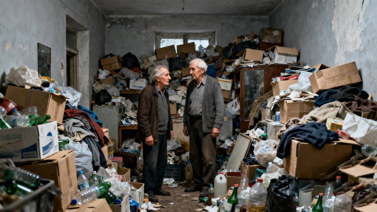 The two elderly people have a very severe hoarding disorder.