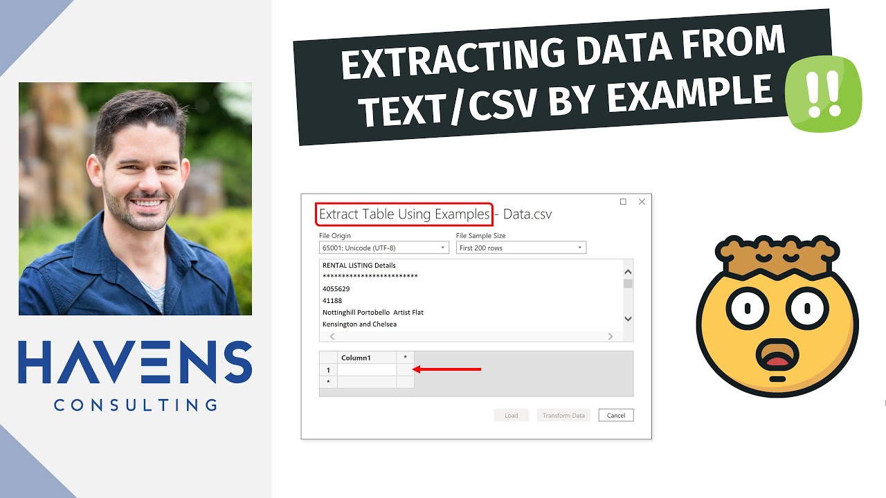 Extracting Text/CSV Data Using Text From Example in Power Query!