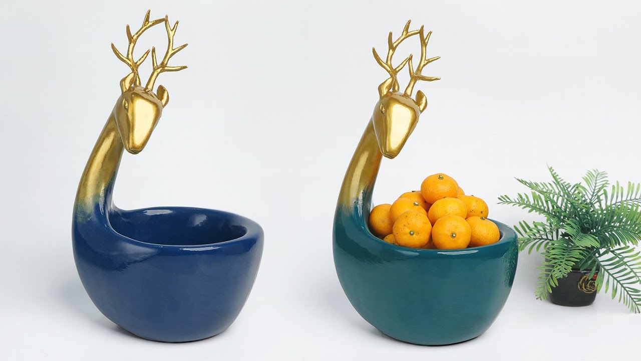 Fruit pot || Deer showpiece making || Cement fruit pot making || Cement Showpiece