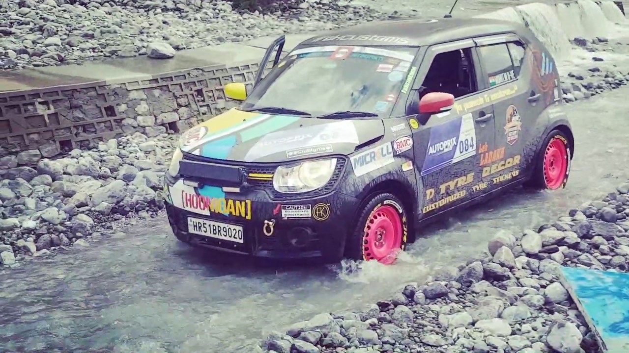 India's 1st Rally IGNIS crossing water at Leh Ladakh !