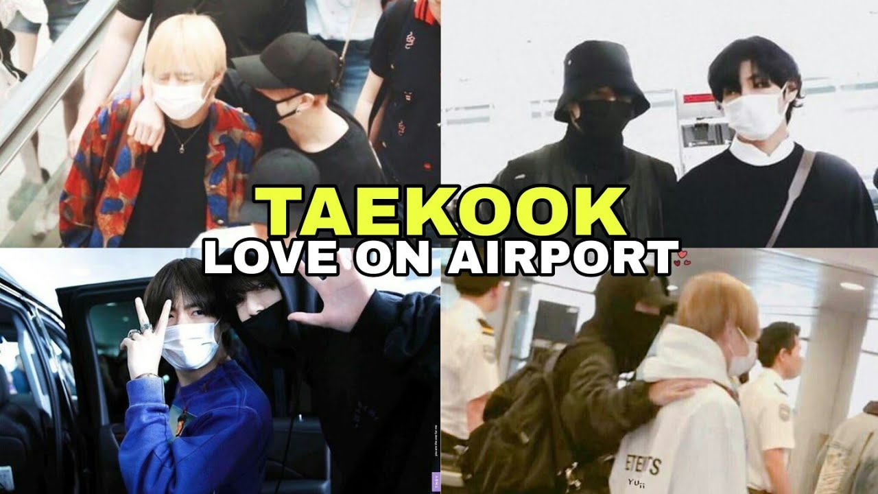 TAEKOOK clingy at airport 🐯💜🐰