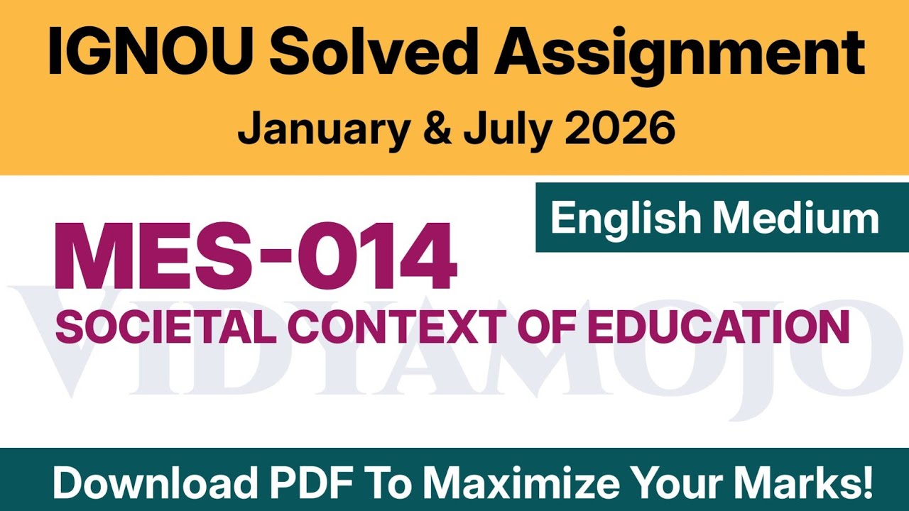 IGNOU MES 014 Solved Assignment 2026 English Medium PDF Download