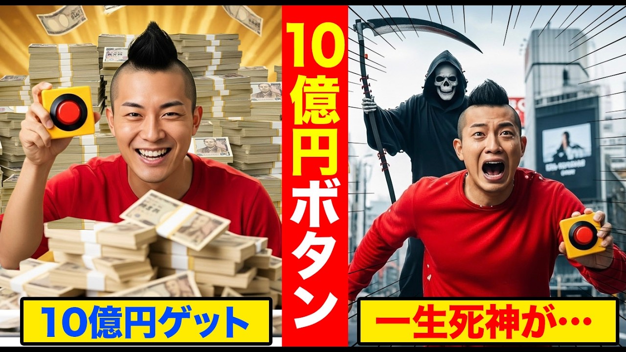 10 億円もらえるけど死神が時速 5 キロで追いかけてくるボタン、押す？【都市伝説・怖い話】