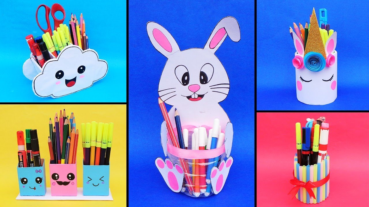 5 DIY Pencil/Pen Holder Ideas | How to make pen stand at home | Best out of waste