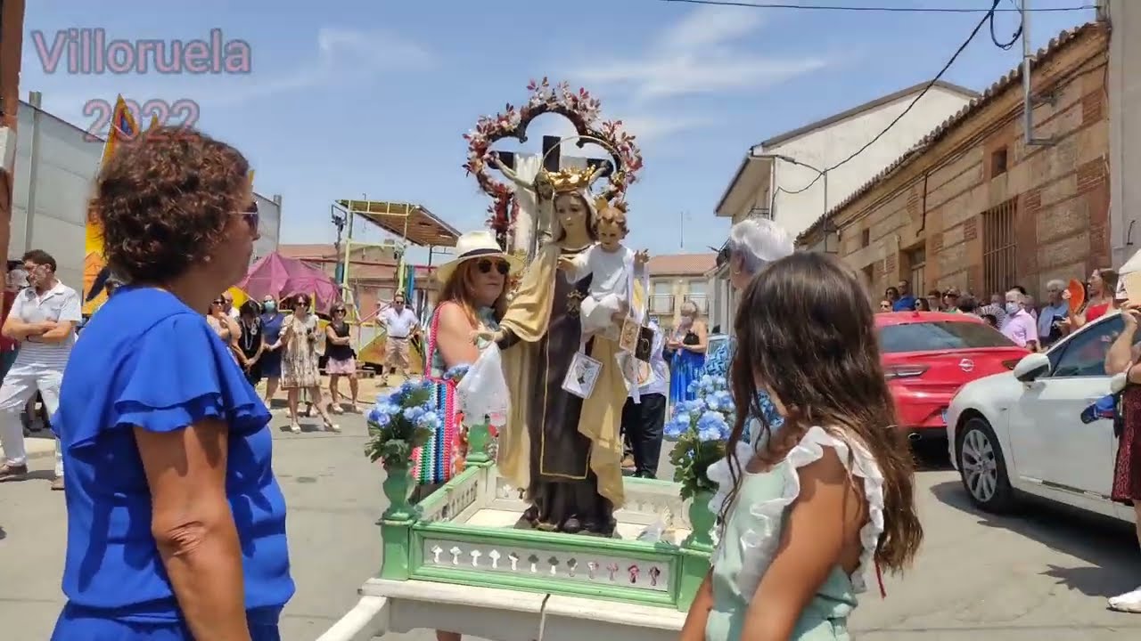 Procesión y remato de banzos en Villoruela. Virgen del Carmen y Cristo de la Esperanza. 2022