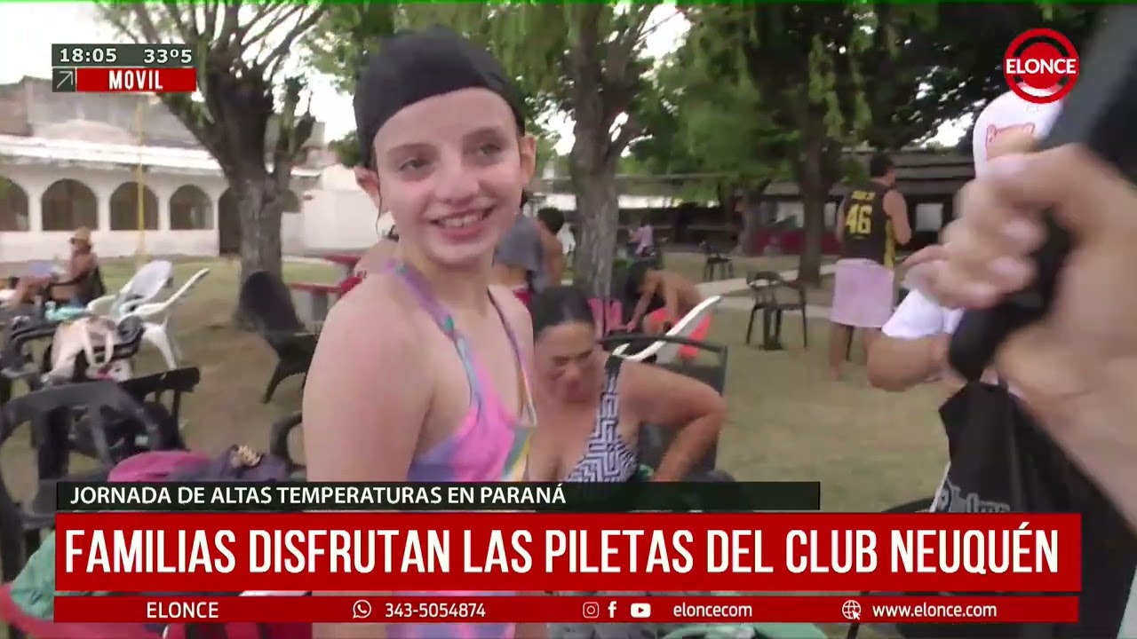 Familias disfrutan la tarde en las piletas del Club Neuquén