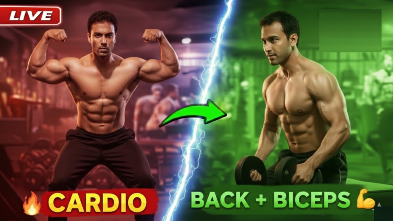 🔴 LIVE | PULL WORKOUT + CARDIO 😈 | Side Fat Burn 🔥 | Lean Mode ON 💪