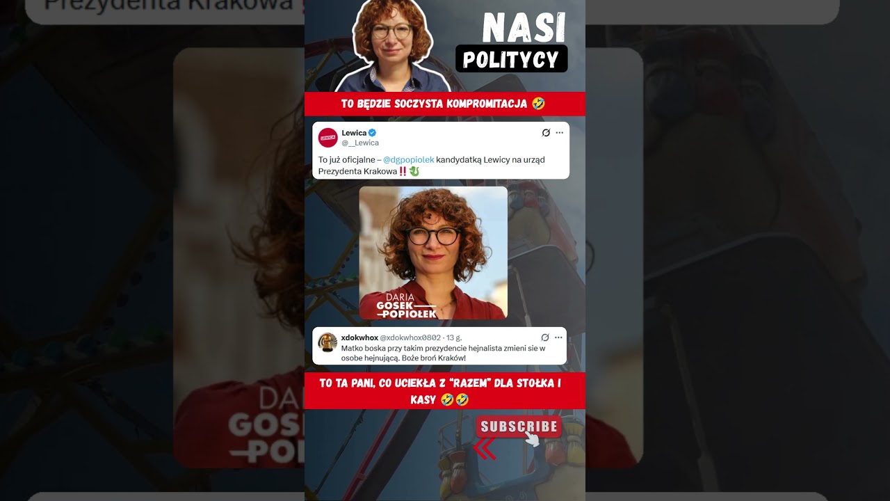 Gosek-Popiołek chce rządzić Krakowem. Lewica wystawia kndydatkę na prezydenta.