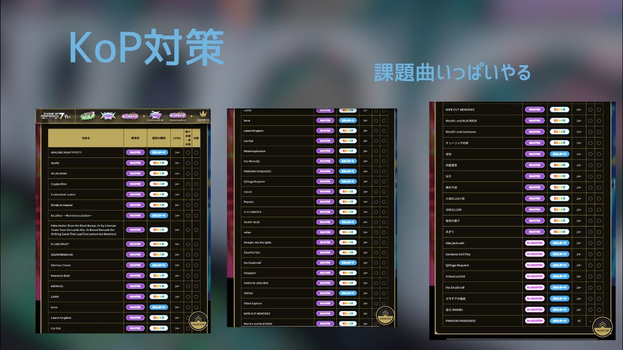 KoP7thの課題曲 をやります