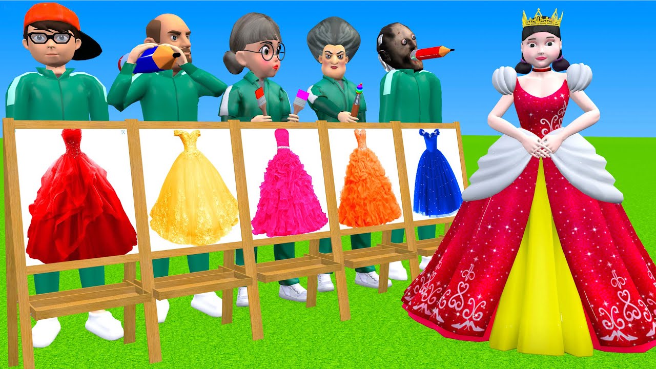 Scary Teacher 3D vs Squid Game Choose Beautiful Princess Dress vs Dressing Room 5 Times Challenger