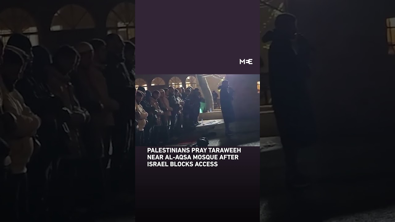 Palestinians pray outside Al-Aqsa after mosque closed during Ramadan nights