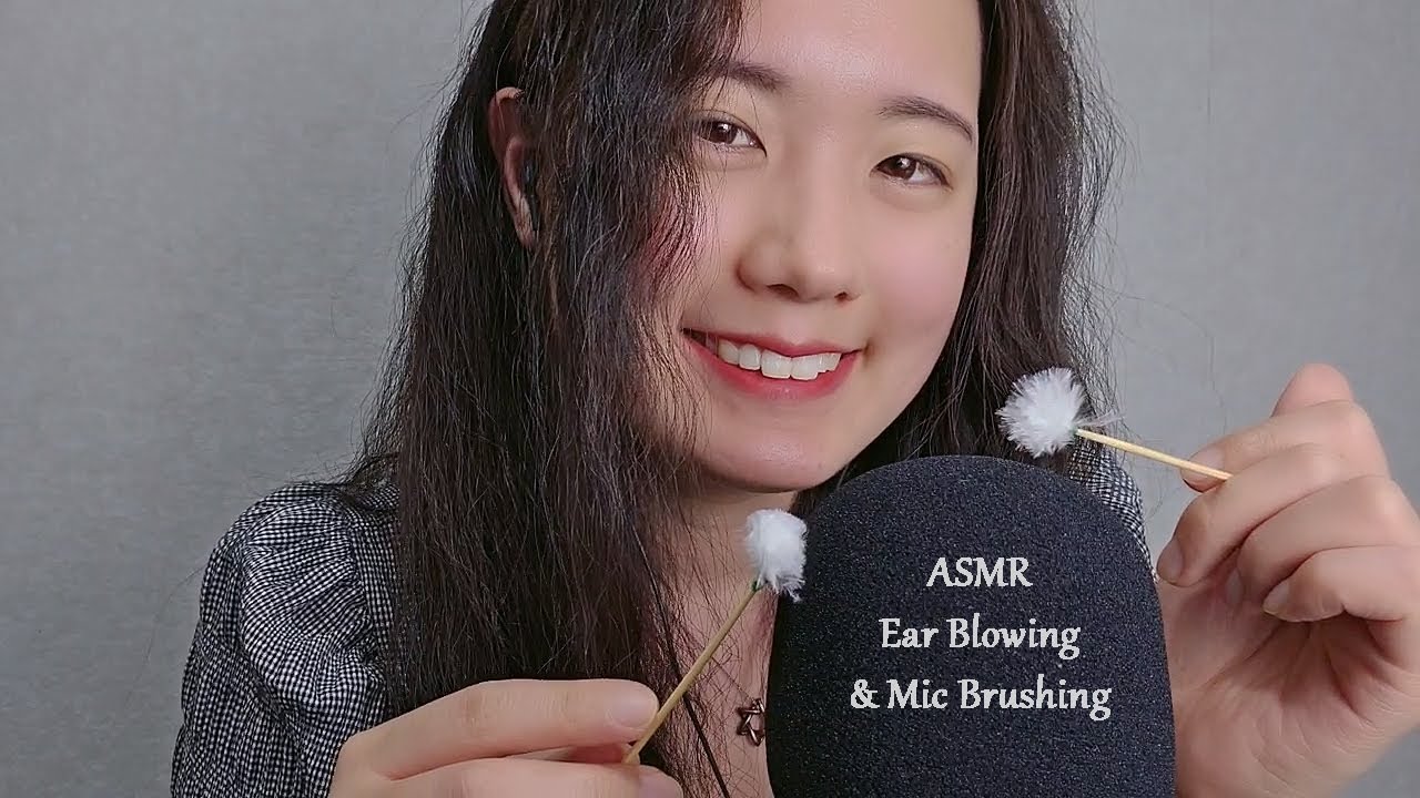 ASMR Ear Blowing & Mic Brushing with Fluffy Earpick | Foam Cover, Blue yeti (No Talking, 1hr)