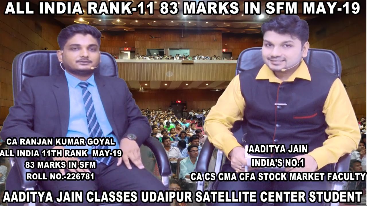 All India Topper CA Final CA Ranjan Kumar Goyal Secure AIR 11 with 83 Marks in SFM May 19 Exam