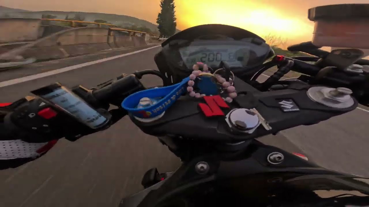 Suzuki sv650x Highway Madness at the sunset