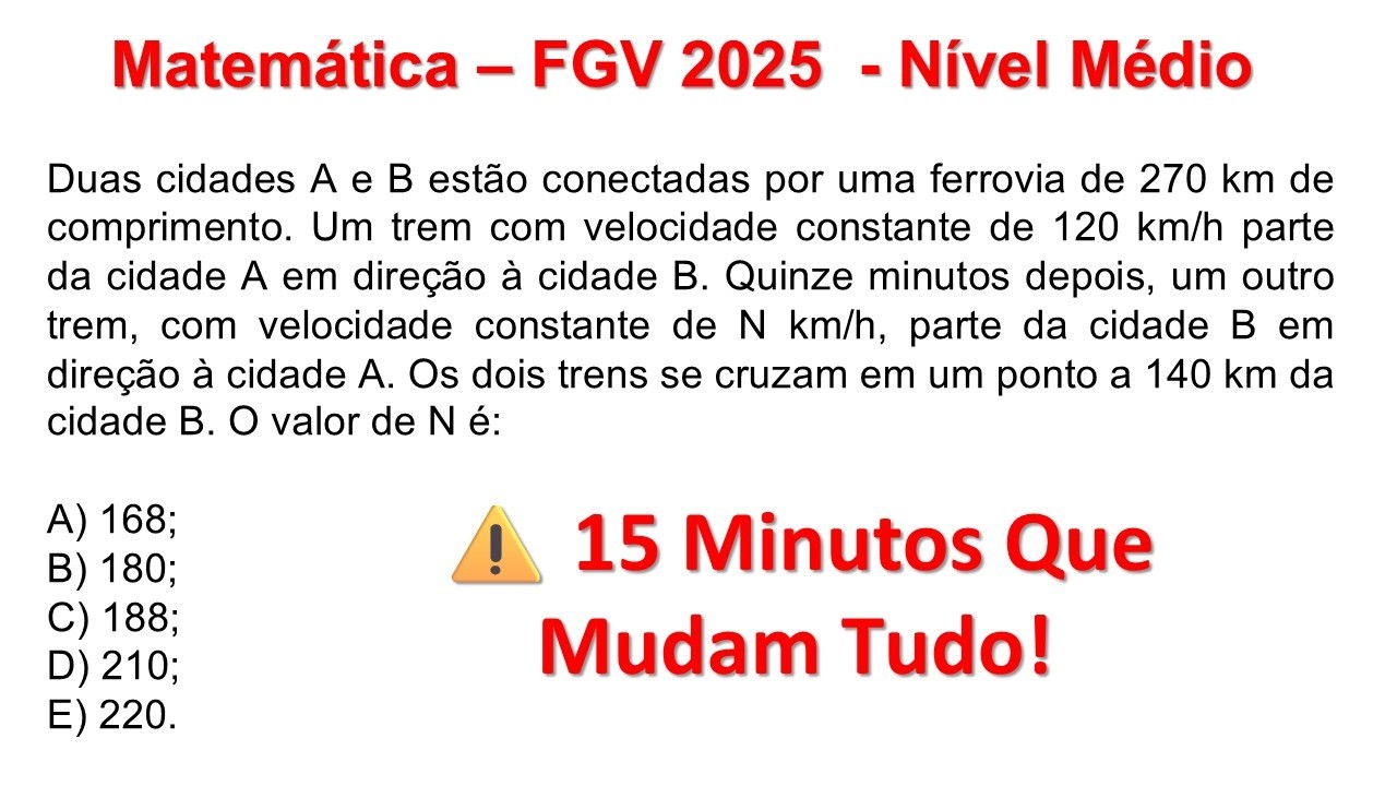 Como Resolver Questão da FGV Sobre Velocidade, Tempo e Ponto de Encontro