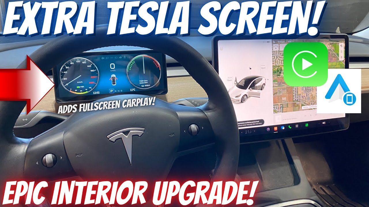 How To - Tesla LCD IPS Information Screen for Model 3 & Model Y - Add Apple CarPlay & Android Auto