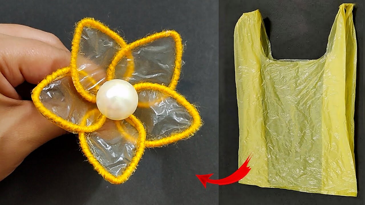 Poly bag flower making - Plastic carry bag flower making - Flower Making with Plastic bag