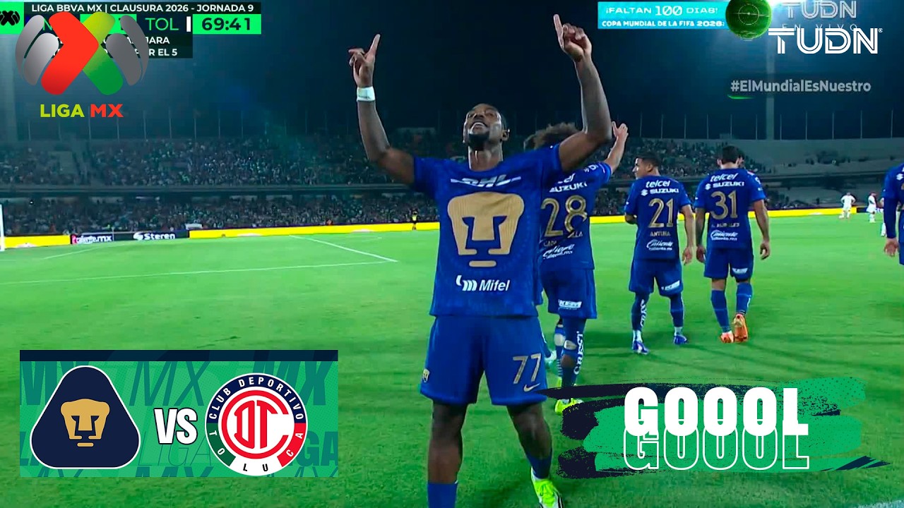¡Goooool de Pumas!  - Pumas 2-1 Toluca | Liga MX - Jornada 9 Clausura 2026 | TUDN