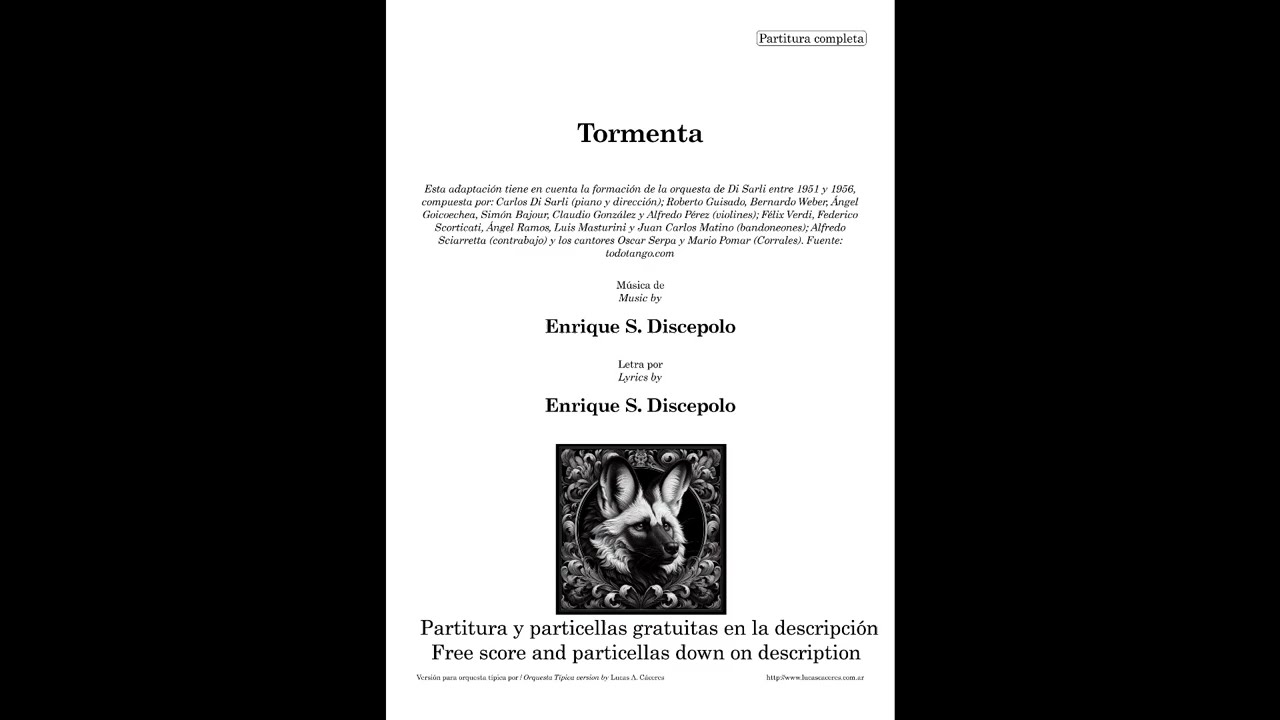 Tormenta - Carlos Di Sarli - Pomar - Partitura de tango para orquesta típica GRATIS en descripción