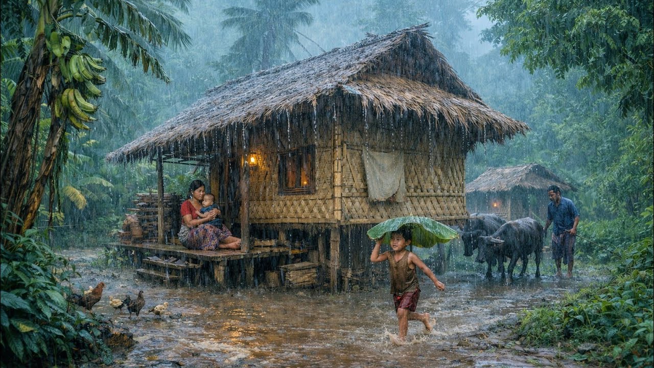 Heavy Rainy village lifeSimple Live inNepali himalayan VillageLifeHard work Nepal'snatural of beauty