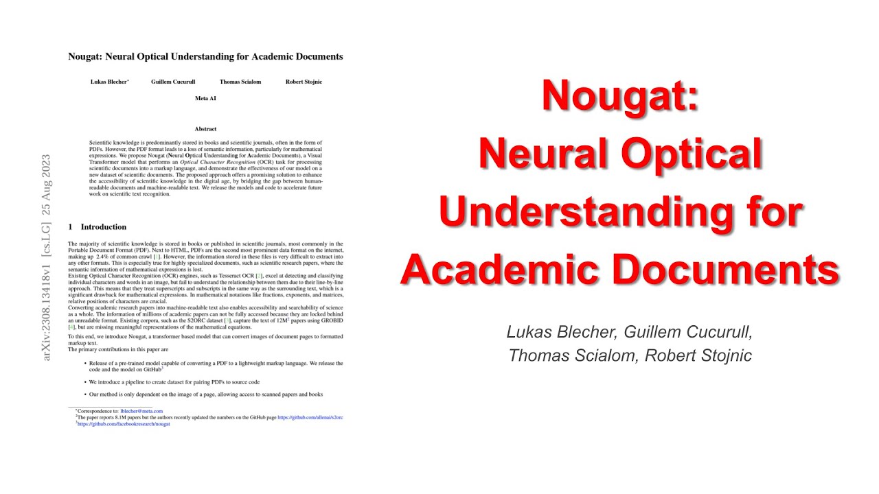 Nougat: Neural Optical Understanding for Academic Documents