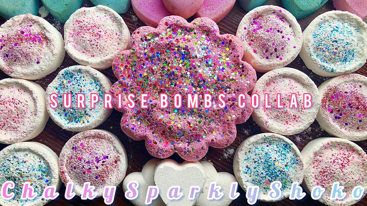 チョークASMR/ Surprise Bombs Collab🩷Glitter Confetti Holi💙Dusty Gym Chalk Crush🤍 @stoicasmr1 ❤️