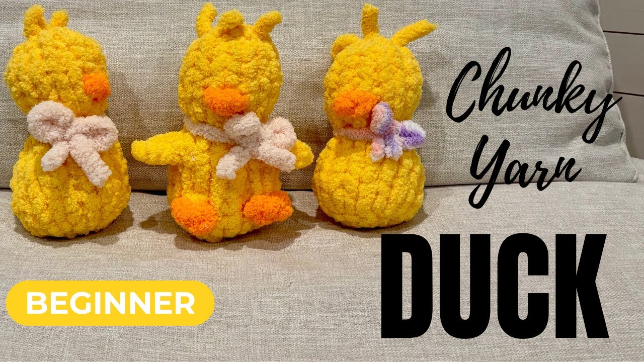 How to Finger Knit a Duck Plushie | Chunky Yarn Duck Tutorial (Beginner Friendly)
