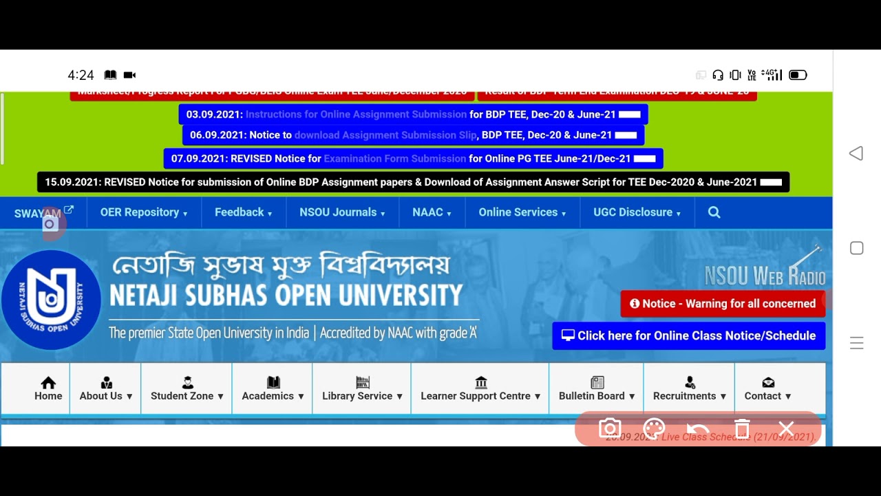 MSW (NSOU) PG Course 2021 Admission
