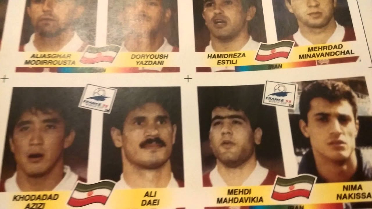 FRANCE 98 PANINI IRAN TEAM COPY SHEET
