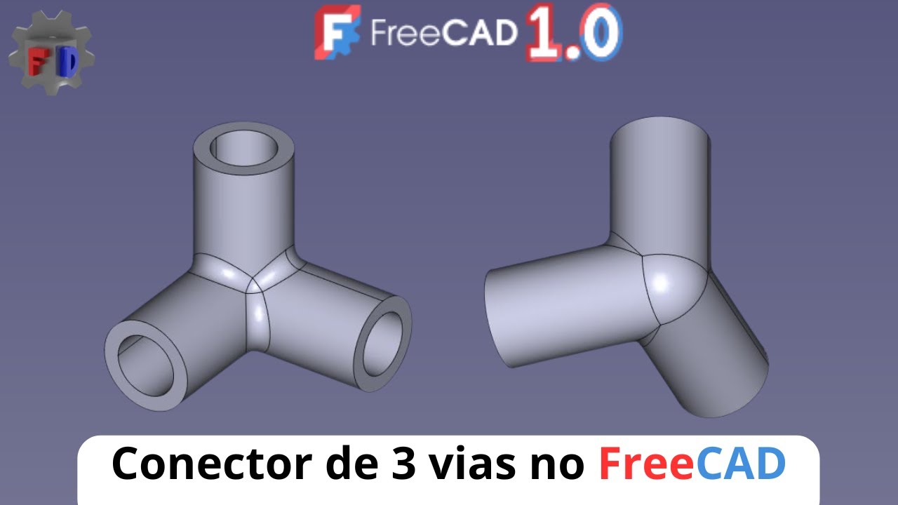 Como criar um conector de 3 vias no FreeCAD — passo a passo completo!