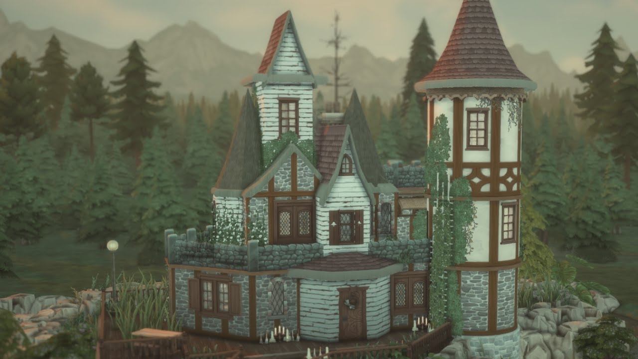 Dahlia's Haunted Tower 🌿👻 (The Sims 4 Shell Challenge SpeedBuild No CC)