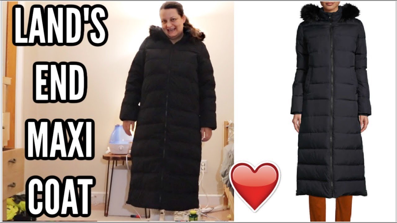 LAND'S END MAXI LONG DOWN COAT WITH HOOD UNBOXING XL