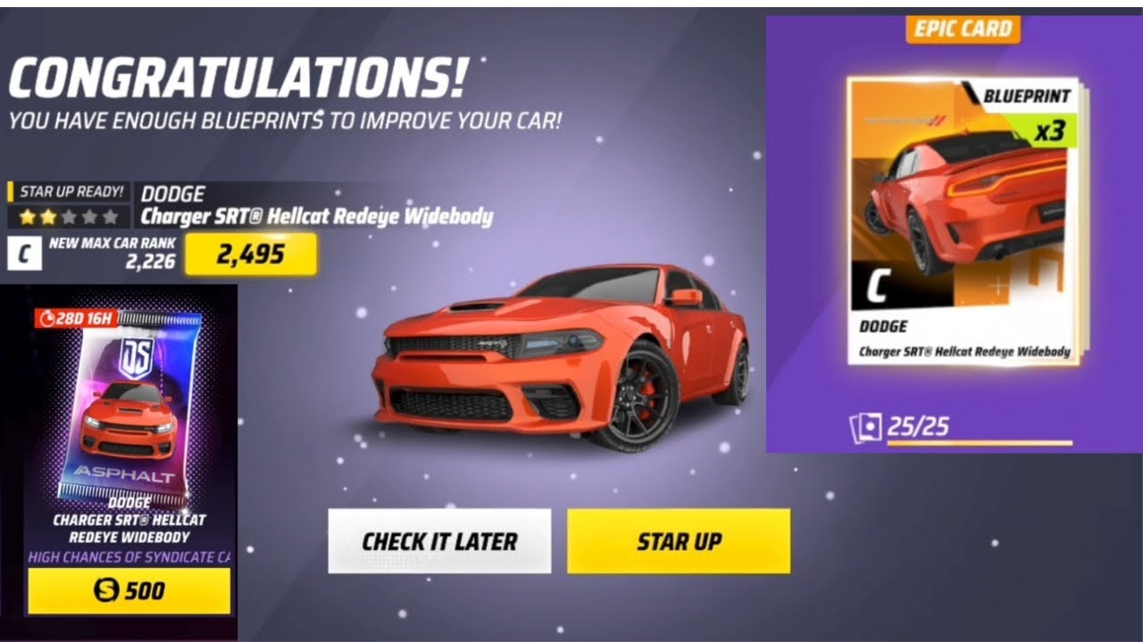DS13 2 ⭐ DODGE CHARGER HELLCAT || DROP RATE || DRIVE SYNDICATE 13 || ASPHALT UNITE ||