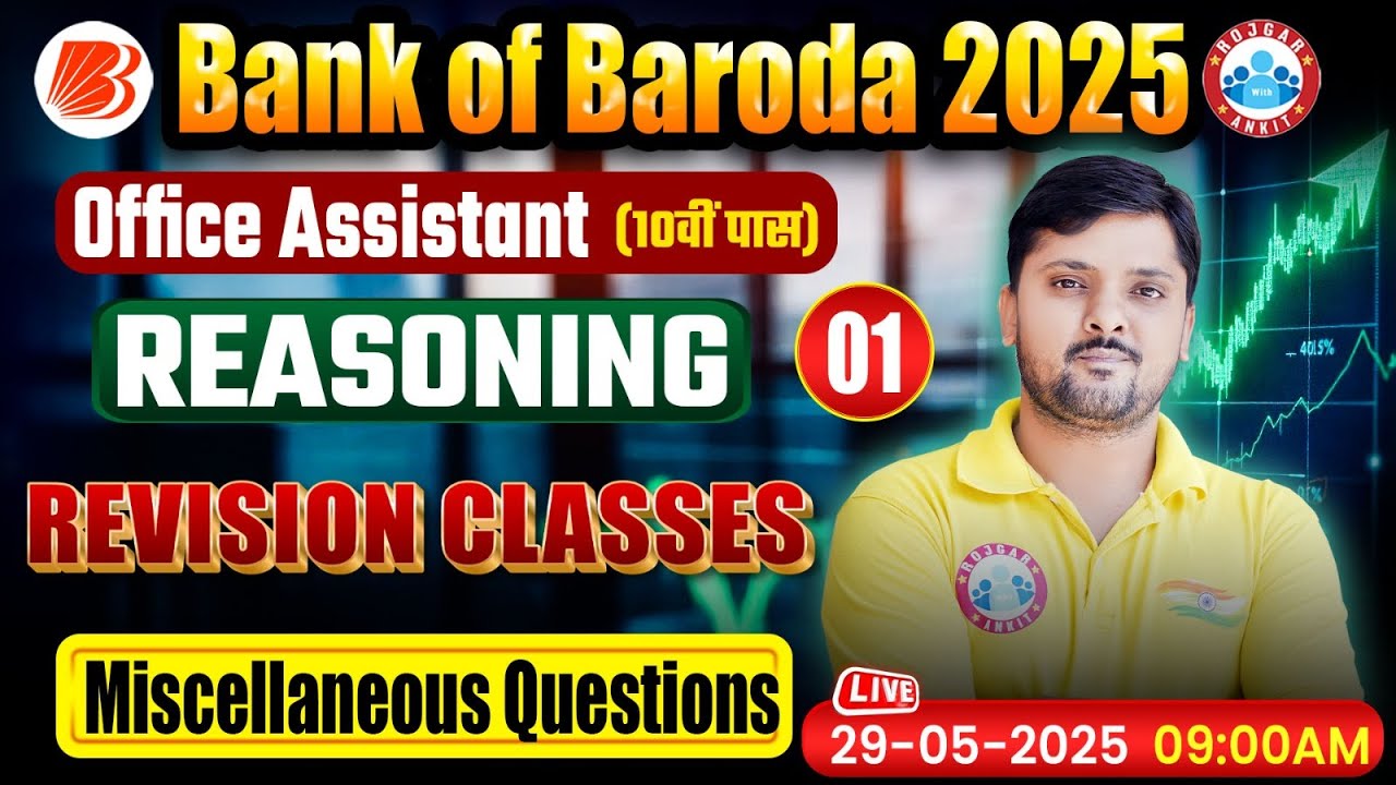 Bank of Baroda Classes 2025 | Miscellaneous Questions | BOB Office Assistant Reasoning! Rohit Sir