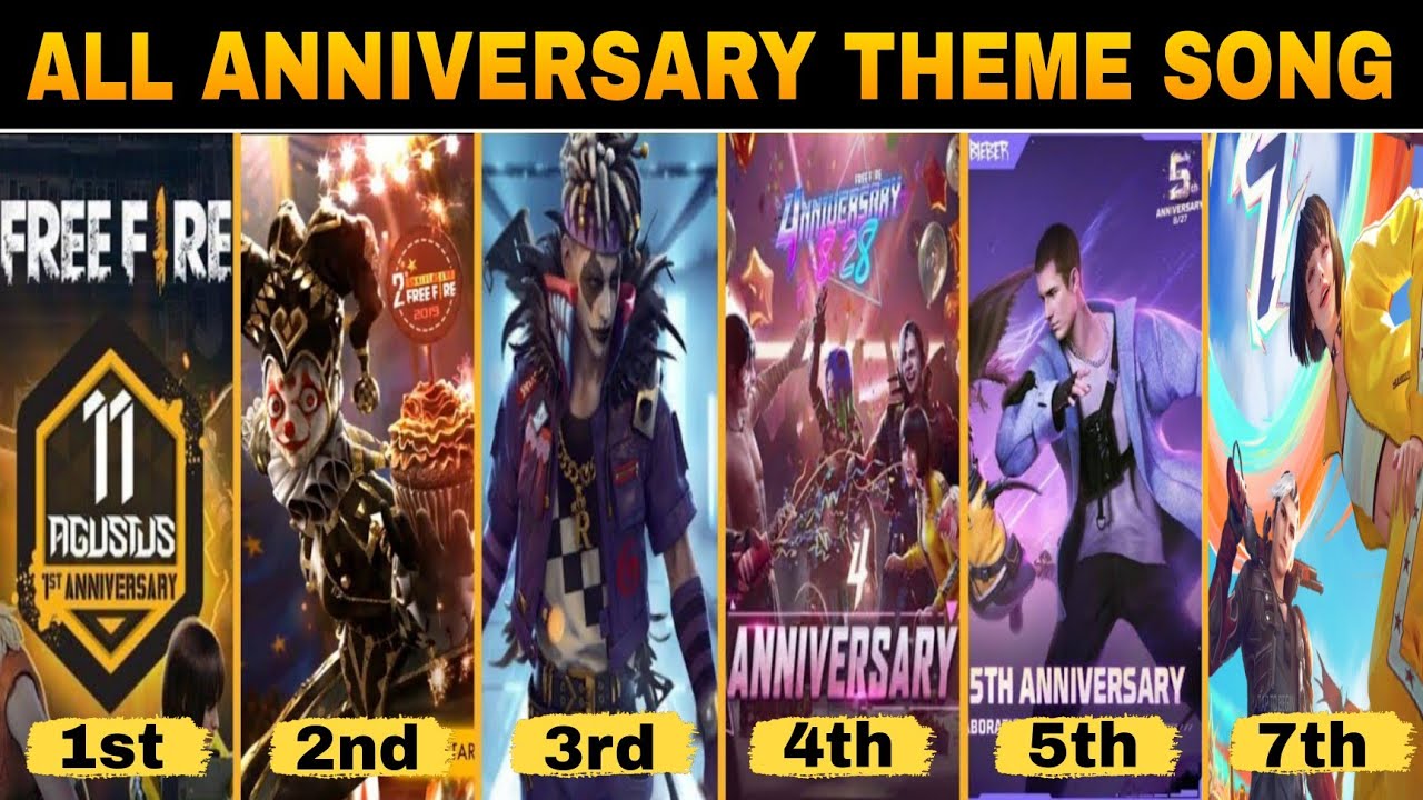 GARENA FREE FIRE 1st, 2nd, 3rd, 4th, 5th, 6th, 7th ANNIVERSARY SONG | FREE FIRE ALL ANNIVERSARY SONG
