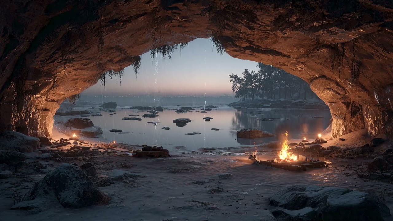 Relentless Storm in a Secret Forest Cave | Intense Rain and Rolling Thunder Ambience