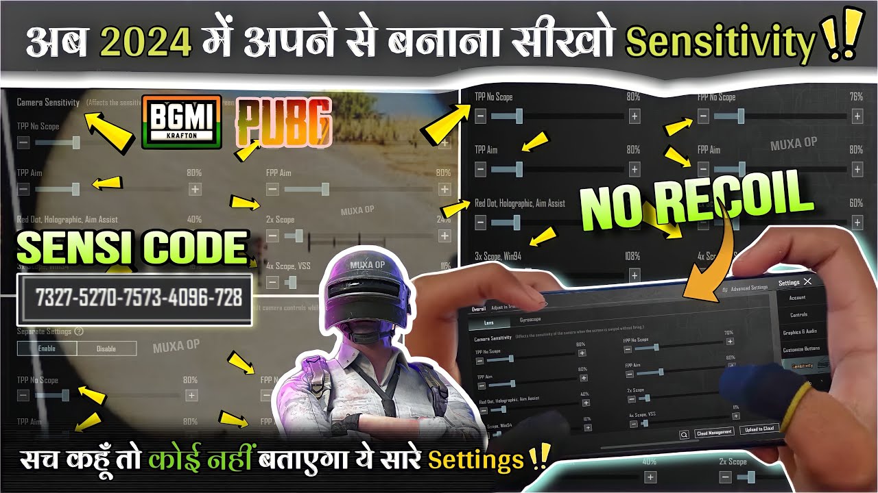 Best Sensitivity Settings Guide / Explain With Handcam BGMI & PUBGM |  No Gyro & Gyro Settings Tips