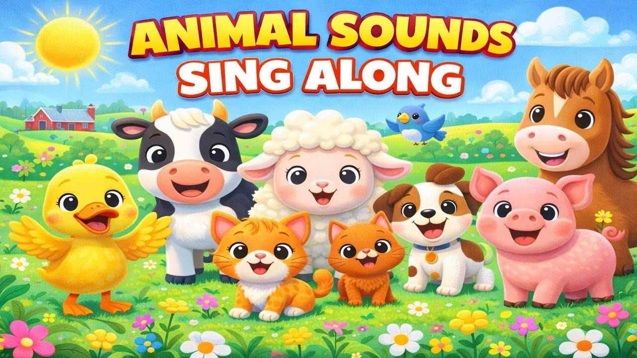 Animal Sound Sing Along poem for Kids | Preschool Learning | Kids Wonder World TV | With Subtitles