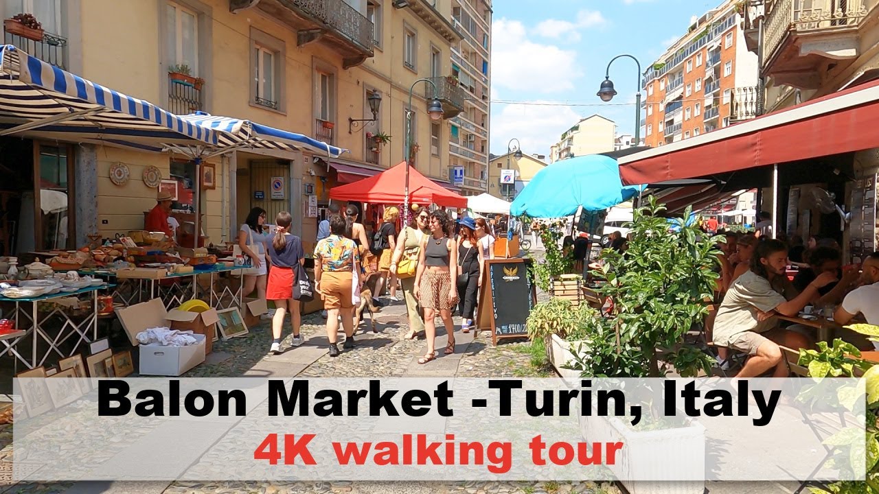 Balon Market in Turin, Italy - 4K walk