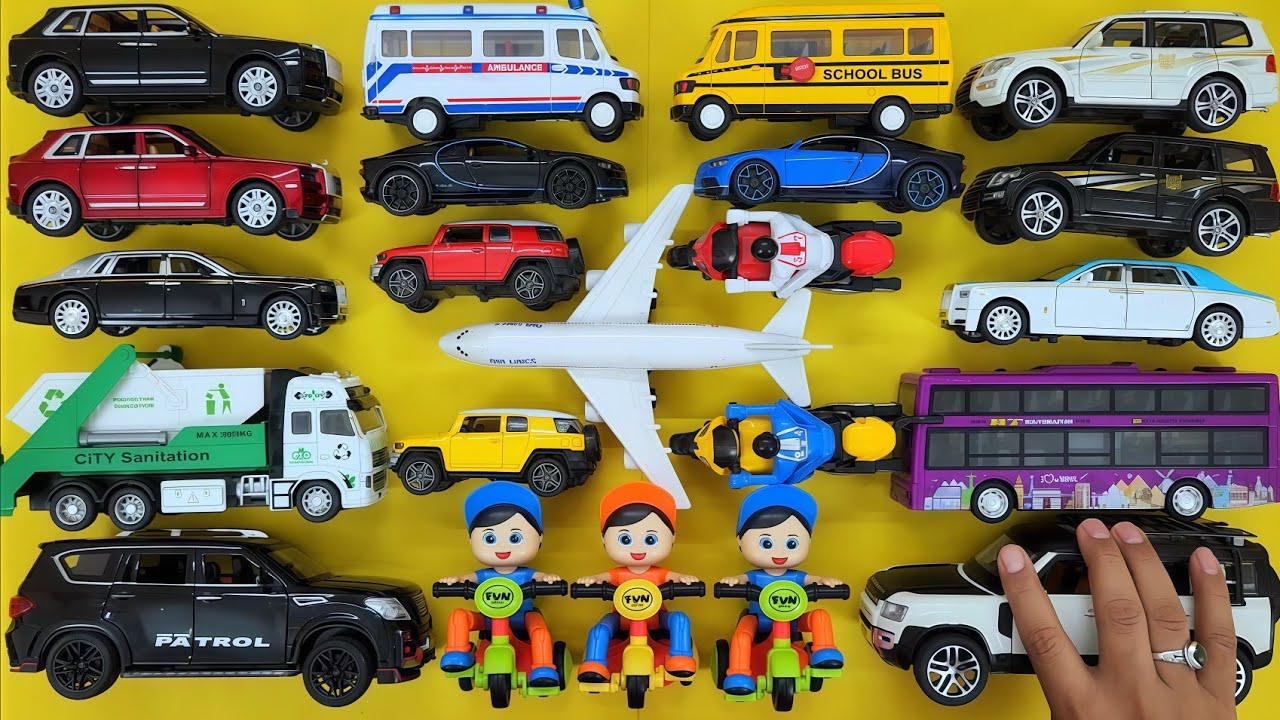 Big Toy Car Collection for Kids 🚘 | Truck, Double Decker Bus, Pajero, Defender, Bugatti