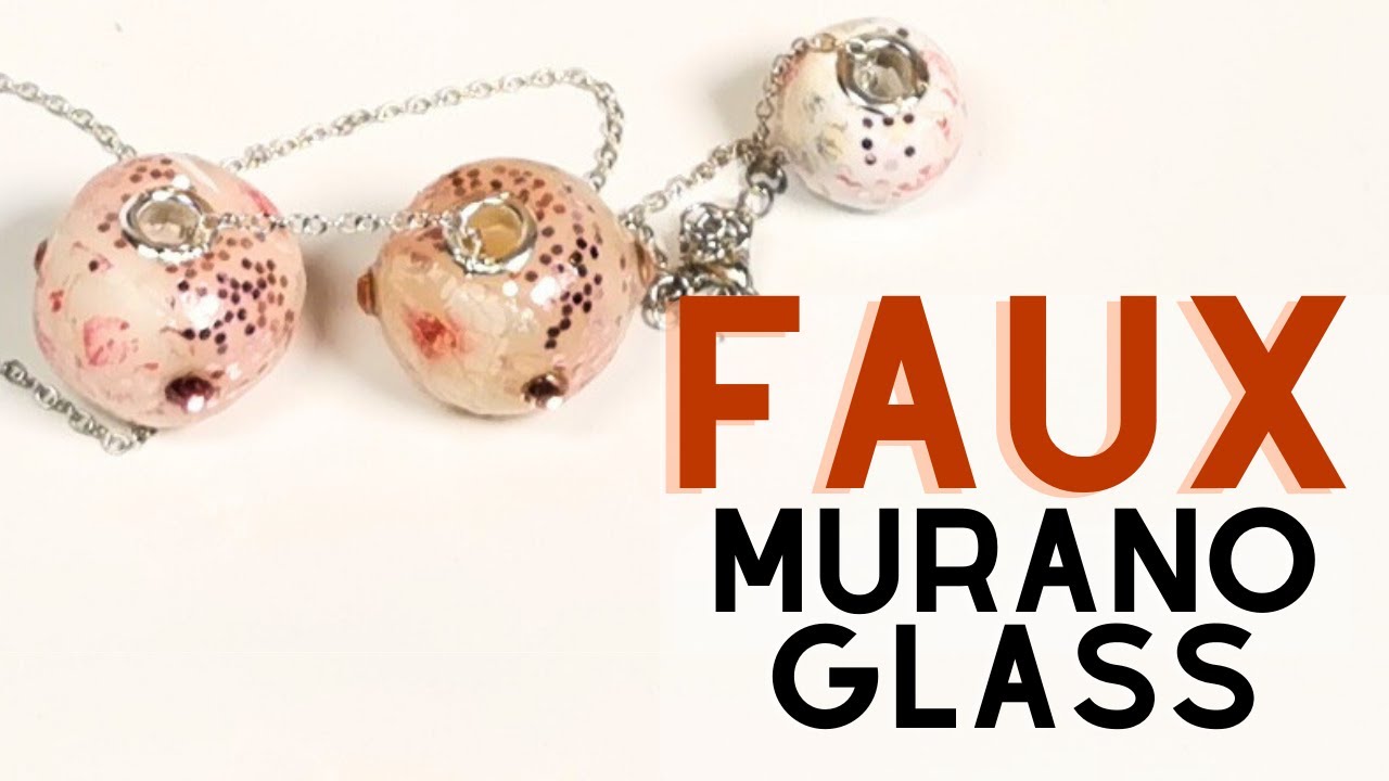 Faux MURANO Glass with translucent clay and NAIL ART floral foils | Polymer clay BEAD