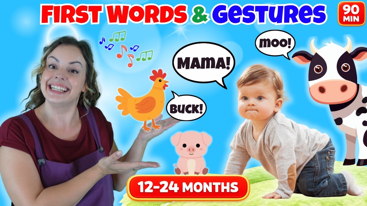 First Words for Babies | 90 Minute Baby Learning Video (12–24 Months) | Miss Katie’s Class