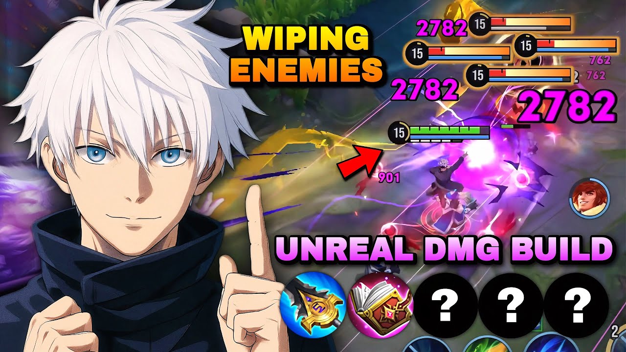 TOP 1 KONGMING GOJO SATORU SKIN WIPING ENEMIES WITH THIS UNREAL DAMAGE BUILD! | HONOR OF KINGS