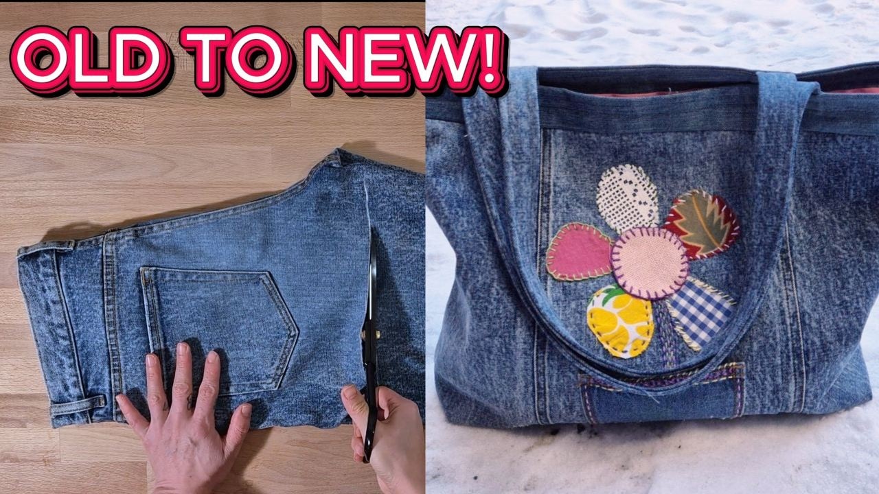 An Old pair of Jeans into a Handmade Denim Tote Bag