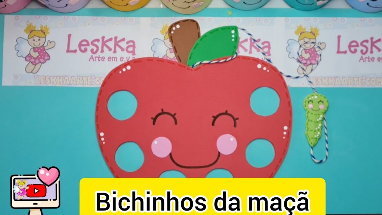 RECURSO PEDAGÓGICO -  BICHO DA MAÇÃ ( COORDENAÇÃO MOTORA ALINHAVO)