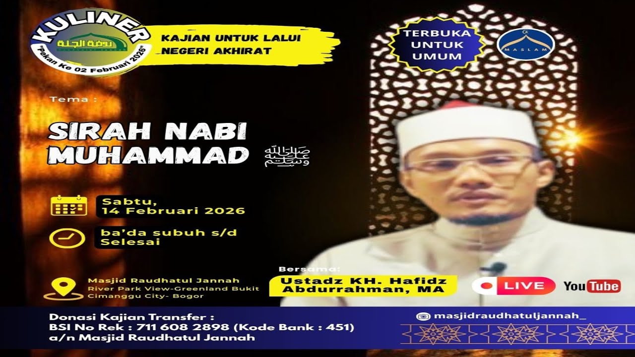 KAJIAN SABTU BA'DA SUBUH MASJID JAMI' RAUDHATUL JANNAH BCC